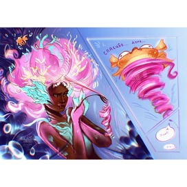 Дизайн персонажа Русалка Фэнтези книжная иллюстрация