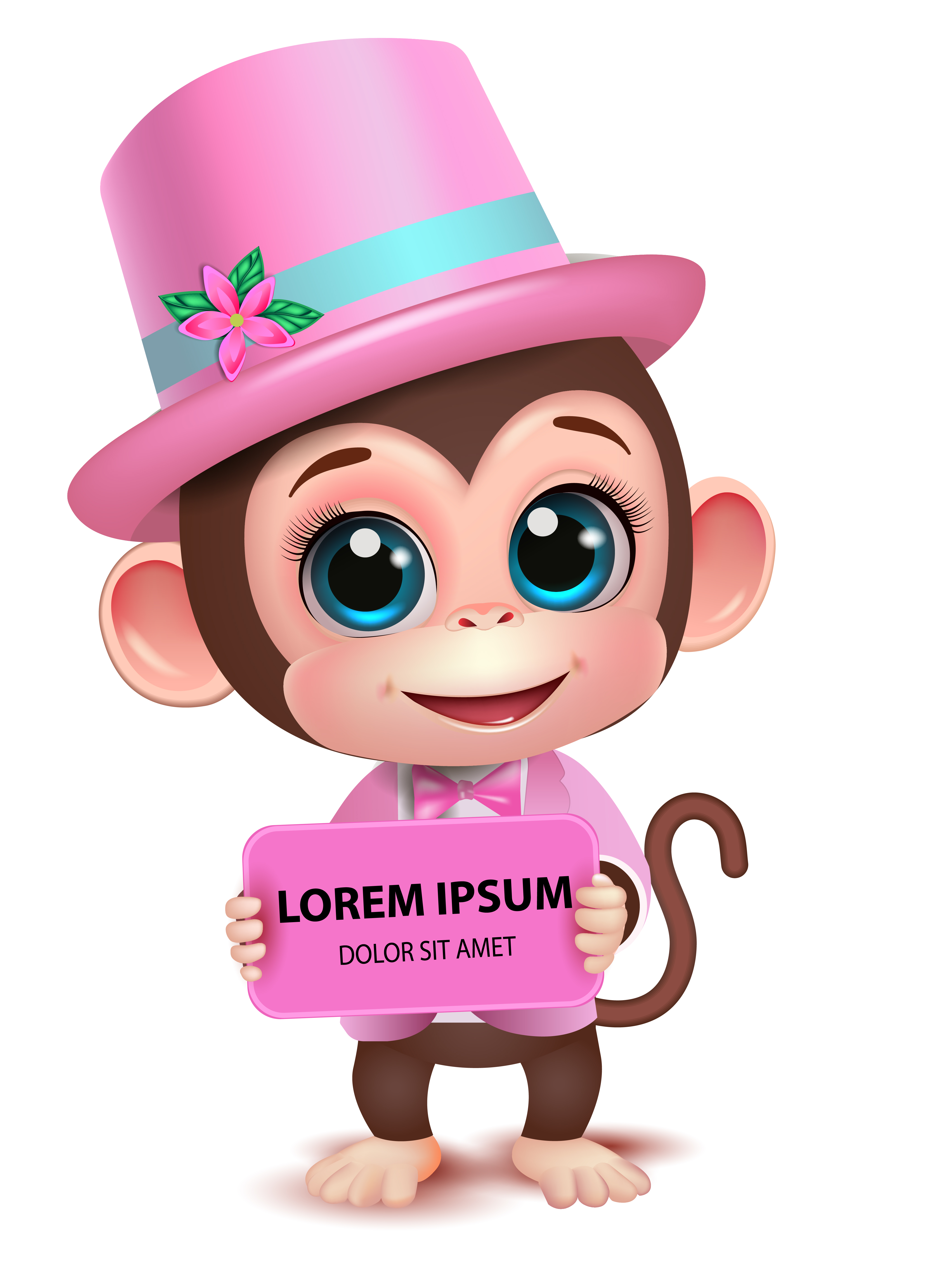 Милая обезьянка в розовом