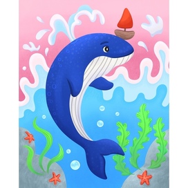 Иллюстрация с китом для детских пазлов