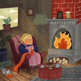 Бабуля вяжет