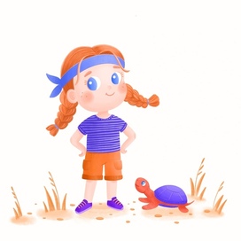 Девочка с питомцем черепахой