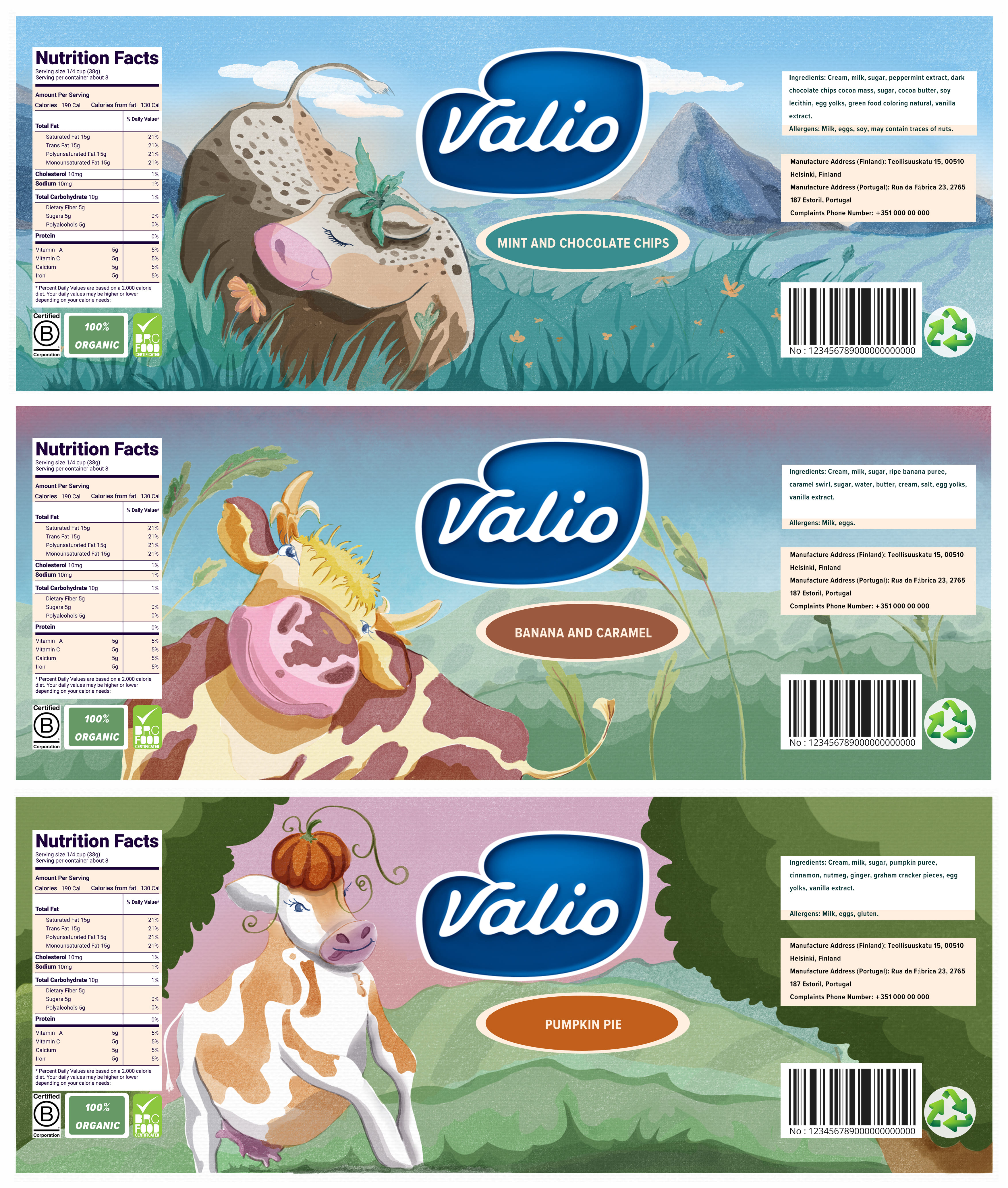 Этикетки для мороженого Valio