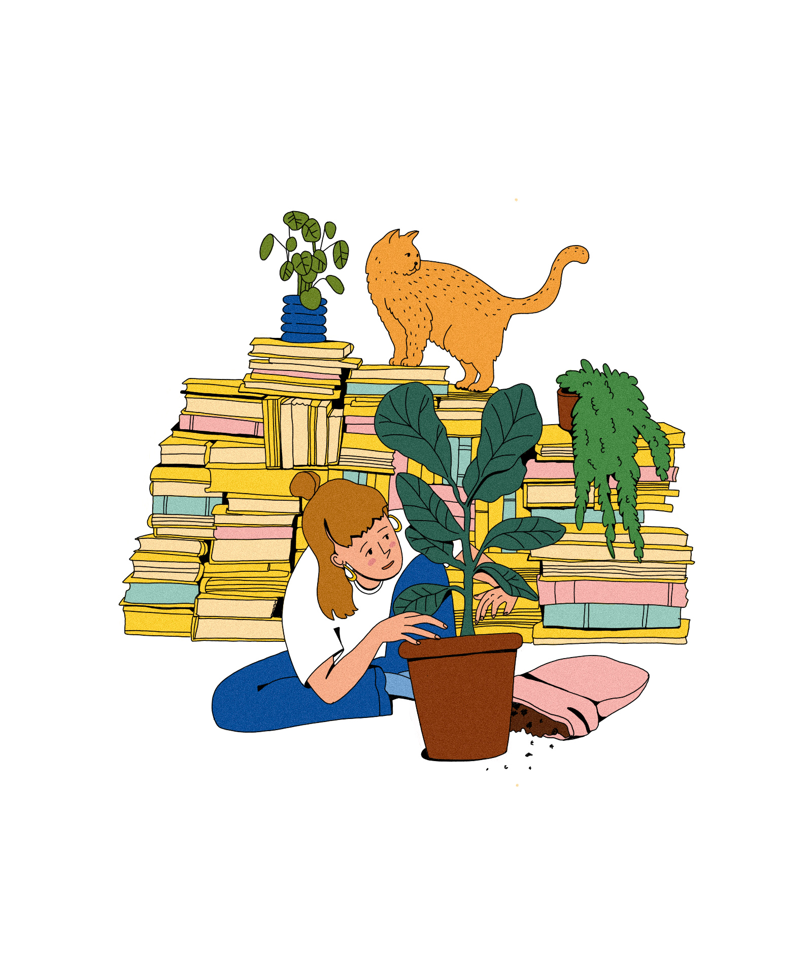 Девушка с цветами дома