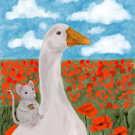 Гусь и мышонок в маковом поле