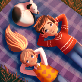 Миша и Лиза смотрят на звездное небо