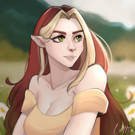 Персонаж по пояс и легкий фон.