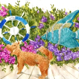 Собачка на морском фестивале