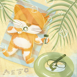 Кот на пляже