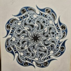 Мандала сине-черная