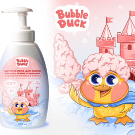 Дизайн этикетки для детской пены для ванны с утенком