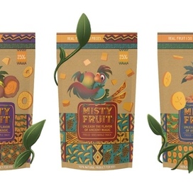 разработка дизайна упаковок фруктового детского перекуса. Иллюстрации