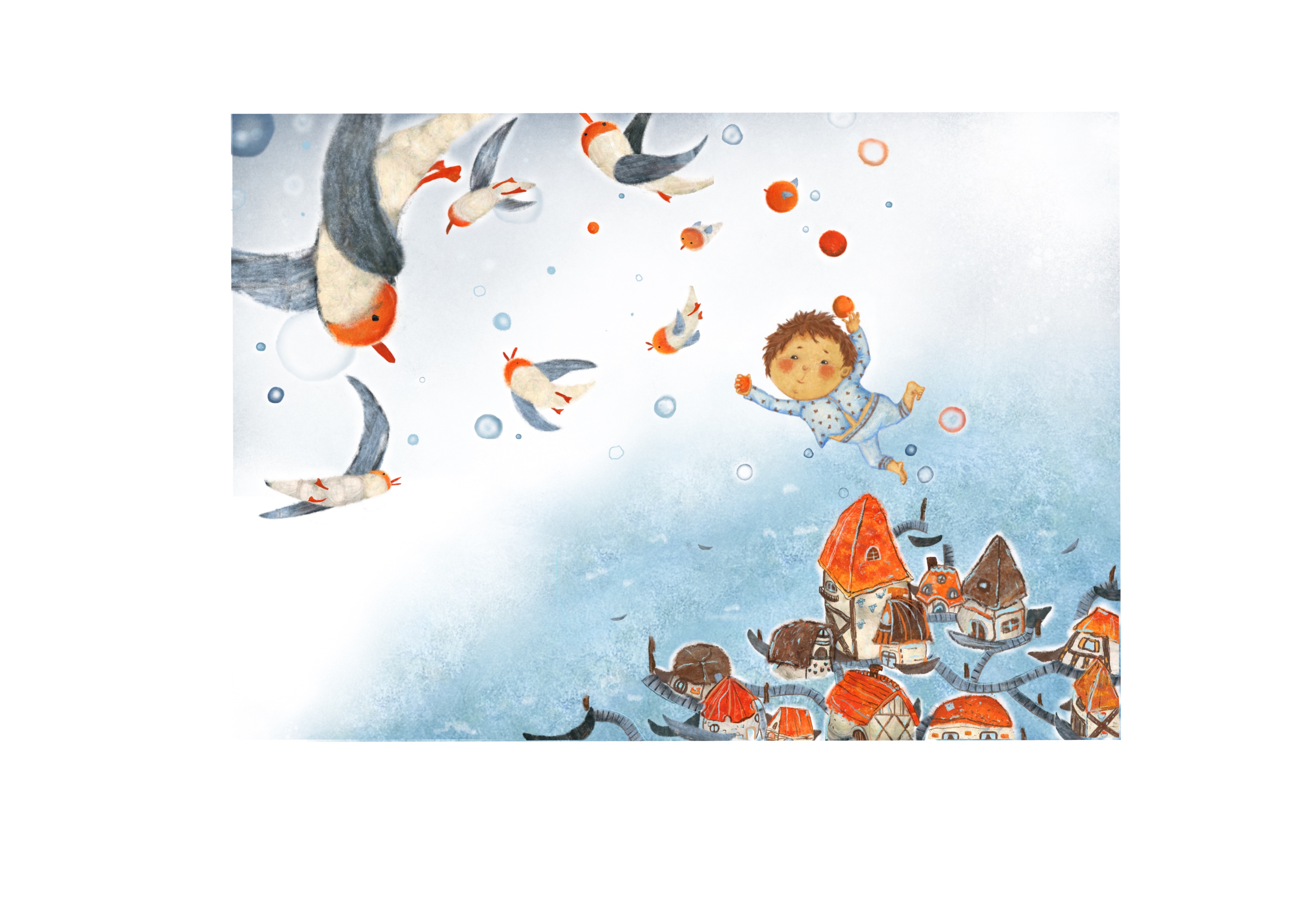 Иллюстрация к детской книге "Чайка Апельсинка"