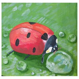 Божья коровка, гуашь