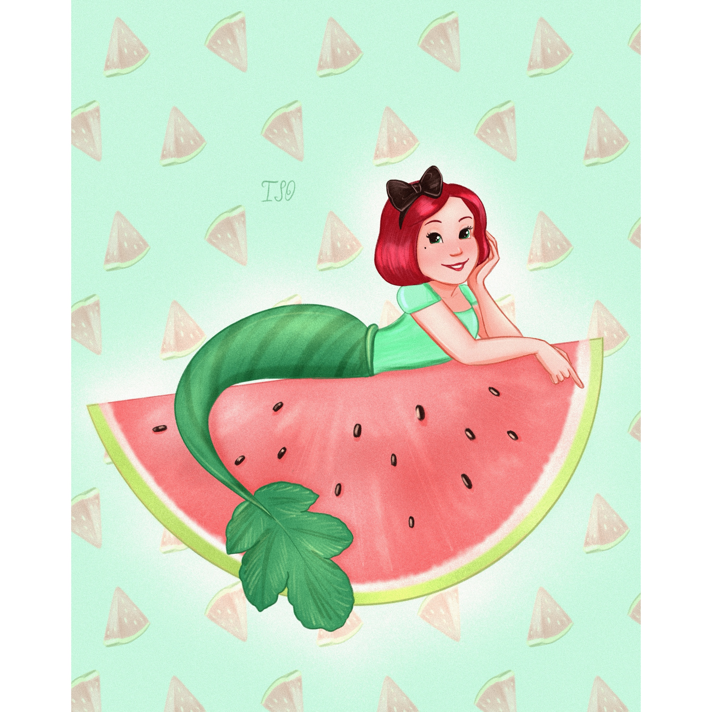 Русалочка с арбузом