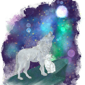 Волчица с волчонком