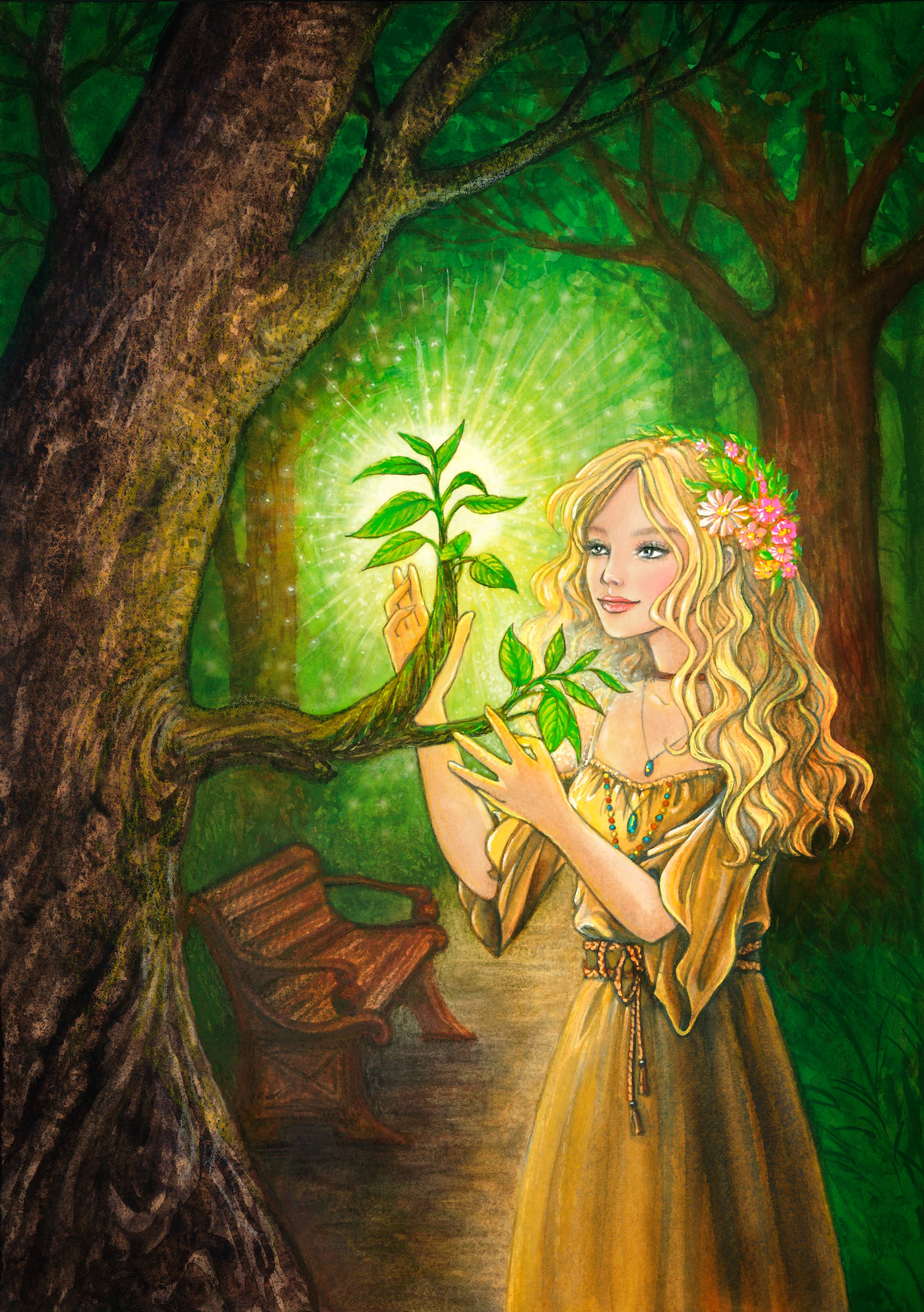 Зеленая ведьма или растительная целительница / Иллюстрация