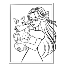 Эскиз девочки и лисы