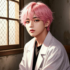 Парень с розовыми волосами