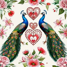 принт с павлинами