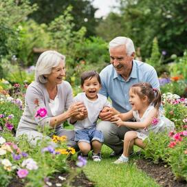 бабушка с дедушкой и внуками