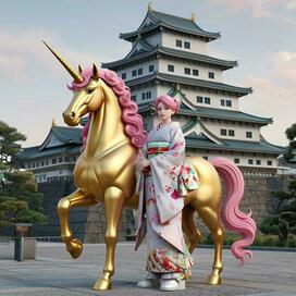 единорог с девушкой