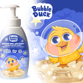 Дизайн этикетки для детской пены для ванны с утенком