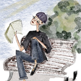 Читающая в парке