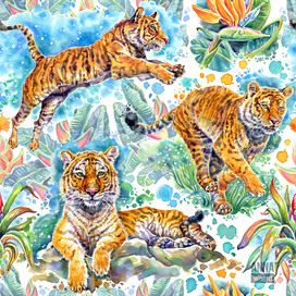 Паттерн для ткани "Тигр"