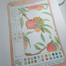 Персики на планшете