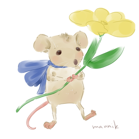 Мышка с цветком