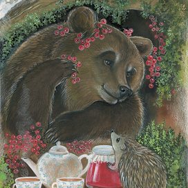 Миша и ёжик коротают зимние вечера