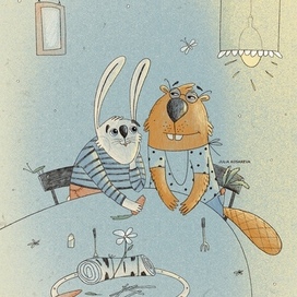 Сидим с бобром за столом (: