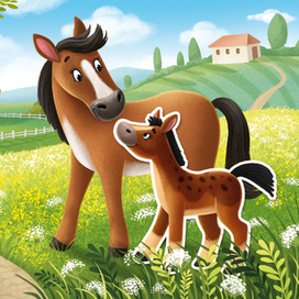 "Мамы и малыши" Книжка-сортер с героями на ленточках