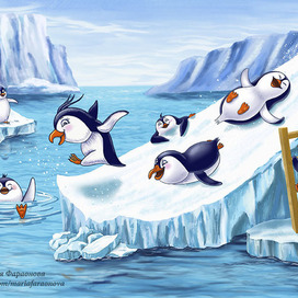 Пингвины на горке