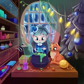 Эльфка готовит к новому году