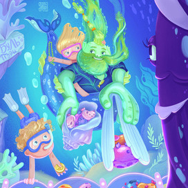 Водяной балует детей.