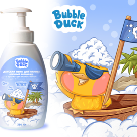  Дизайн этикетки для детской пены для ванны с утенком 