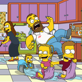 Иллюстрация в стиле Симпсонов.