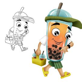 Бренд-персонаж Bubble tea для кафе