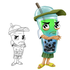 Бренд-персонаж Bubble tea для кафе