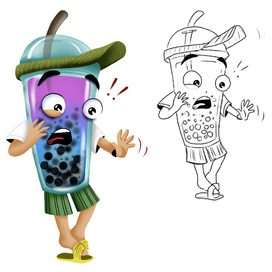 Бренд-персонаж Bubble tea для кафе