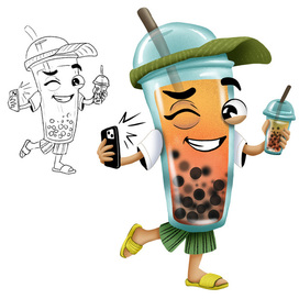 Бренд-персонаж Bubble tea для кафе