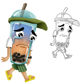 Бренд-персонаж Bubble tea для кафе