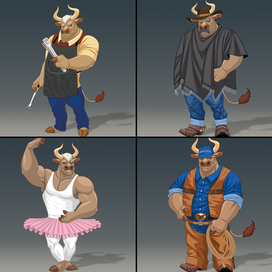 Набор персонажей быков