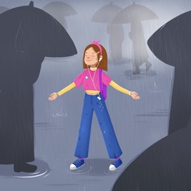 Девочка под дождем