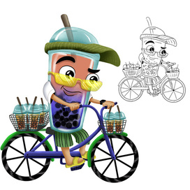 Бренд-персонаж Bubble tea для кафе