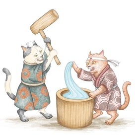 Коты готовят моти 