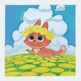 Лисичка и одуванчики