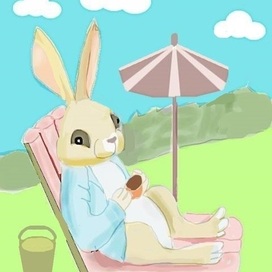 Зайка загорает