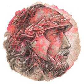 Планета Марс. из серии Боги Планеты. авторская бумага.